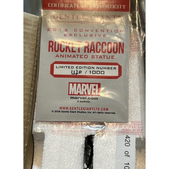 Rocket Raccoon Animated Statue LE #420/1000 Convention Exclusive Marvel 2016 NEW - Picture 8 of 9